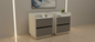TRENZY Spaces modern luxury bedside pedestal pair with two grey drawers and white frames in a contemporary bedroom.