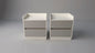 TRENZY Spaces modern luxury bedside pedestal pair with two drawers, featuring a white frame and grey drawer fronts.