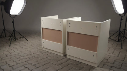 TRENZY Spaces modern luxury bedside pedestal pair in white MDF and particleboard with open-top design