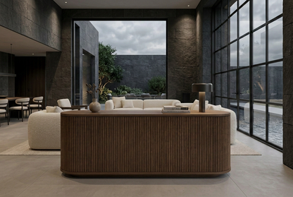 Walnut sideboard, moody interior