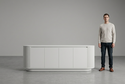 White Gola sideboard full-person scale view