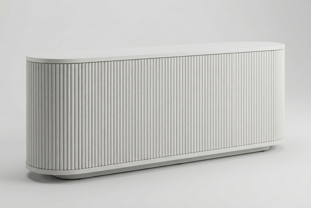 White rounded fluted sideboard
