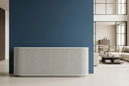 White sideboard, blue interior