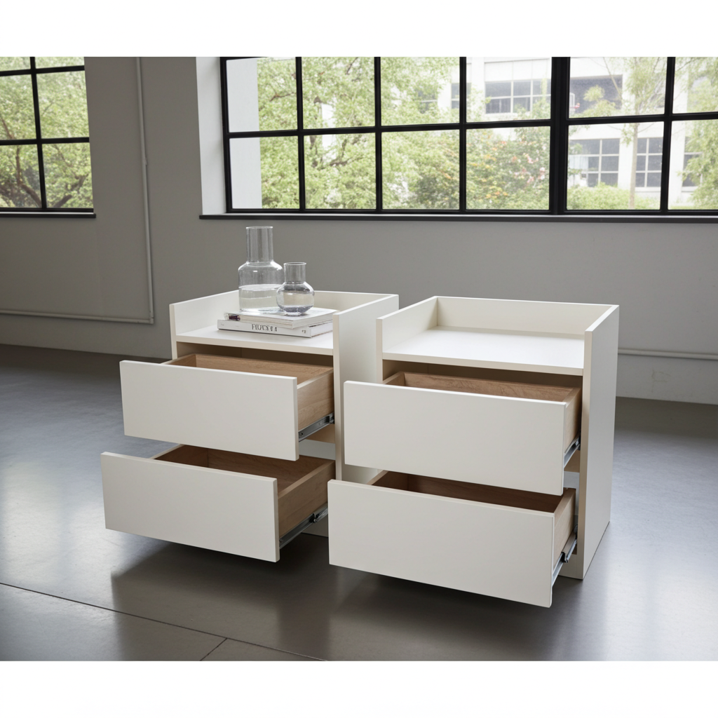 TRENZY Luxury Bedside Pedestal – 2 Drawers, MDF & Particleboard
